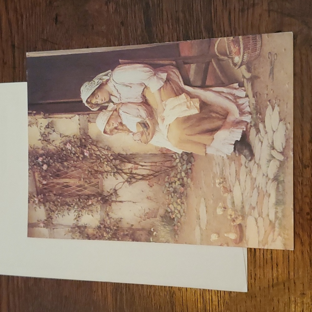 1980's Unused Victorian Greeting Card - "The Chickens" w/Scalloped Envelope